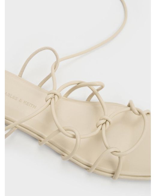 Charles & Keith Natural Strappy Knotted Tie-around Sandals