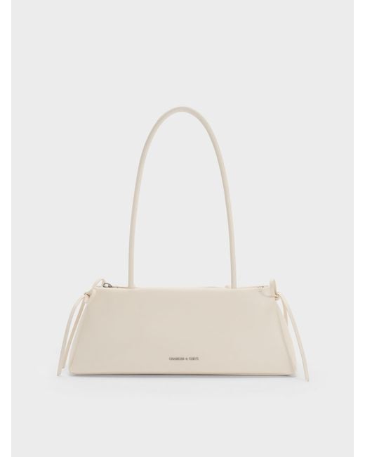 Charles & Keith White Hazel Bow Elongated Shoulder Bag