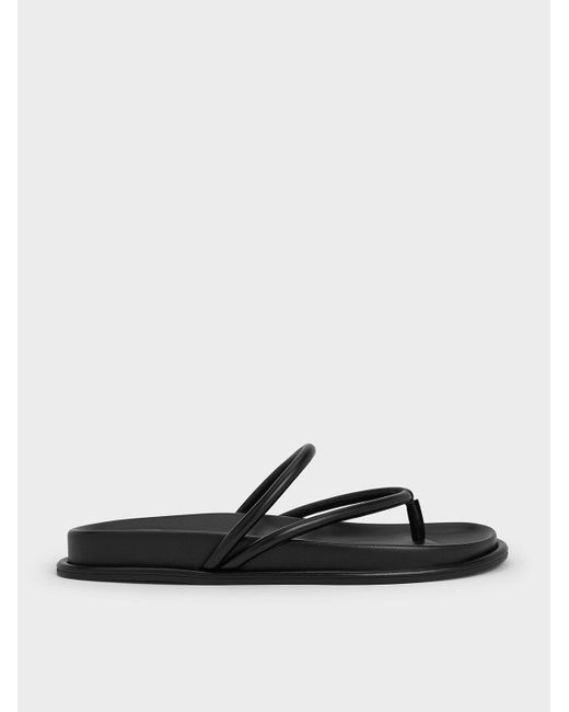Charles & Keith White V-Strap Tubular Thong Sandals