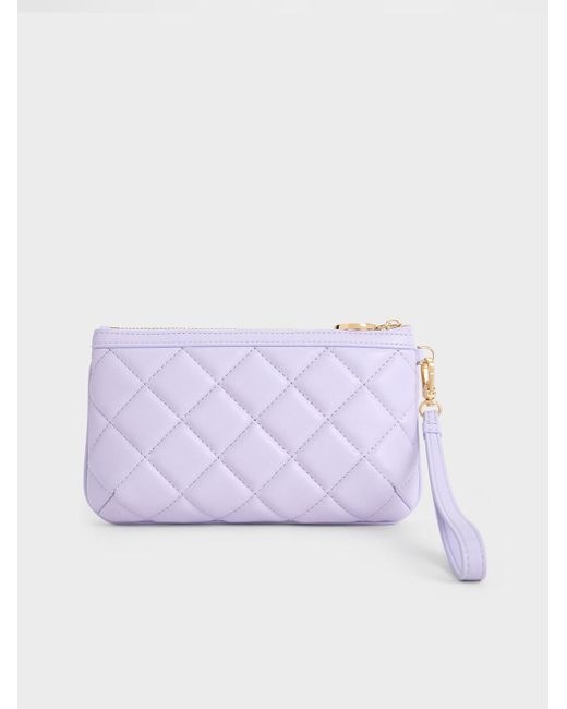 Charles & Keith Purple Cressida Quilted Wristlet