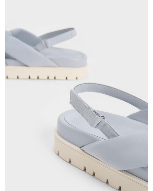 Charles & Keith Gray Nylon Knotted Flatform Sandals