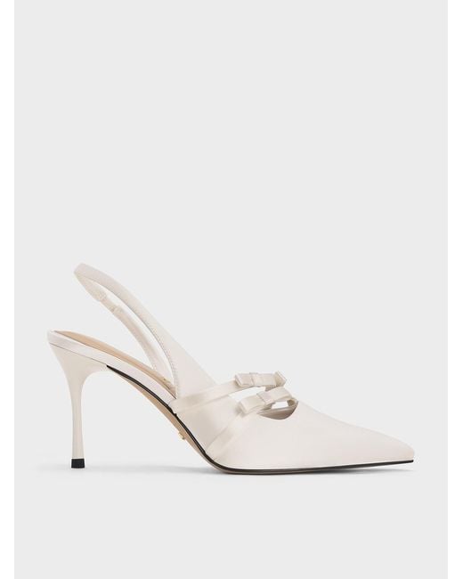 Charles & Keith White Jessy Bow Slingback Pumps