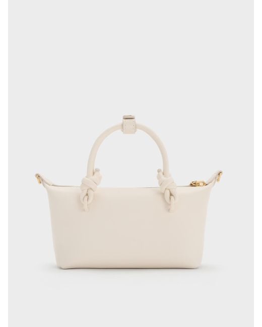 Charles & Keith Natural Sammie Knotted-Handle Tote Bag
