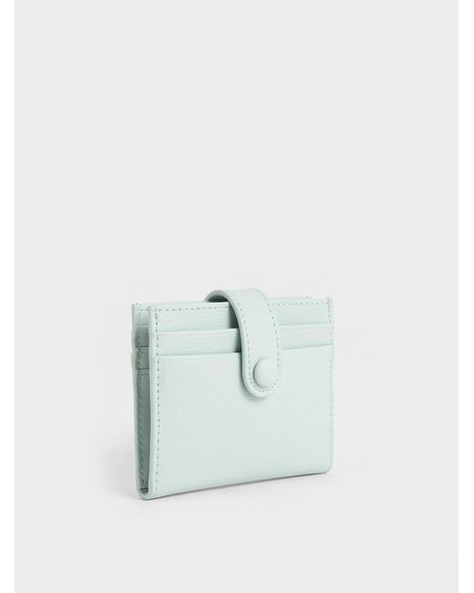 Charles & Keith Blue Snap Button Card Holder