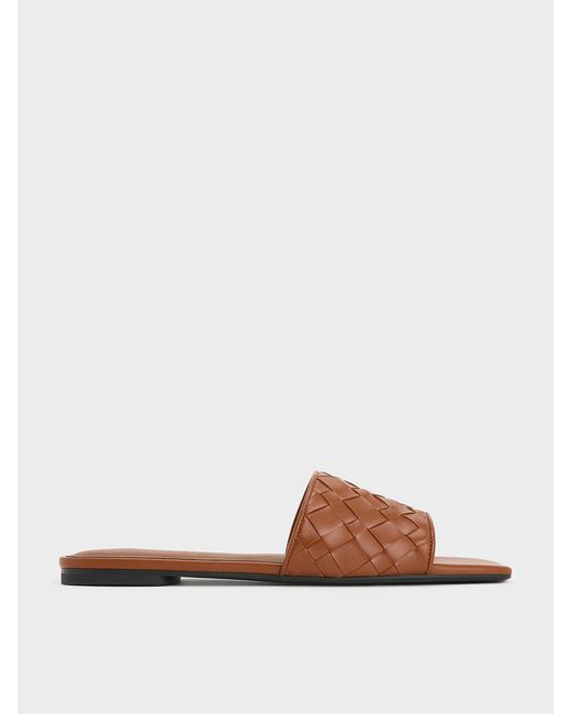 Charles & Keith White Ivette Woven Slide Sandals