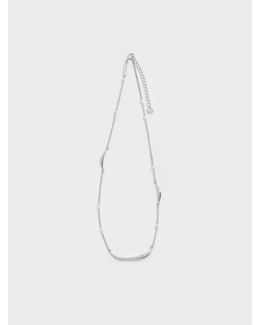 Charles & Keith White Corrine Pearl Sculptural Necklace
