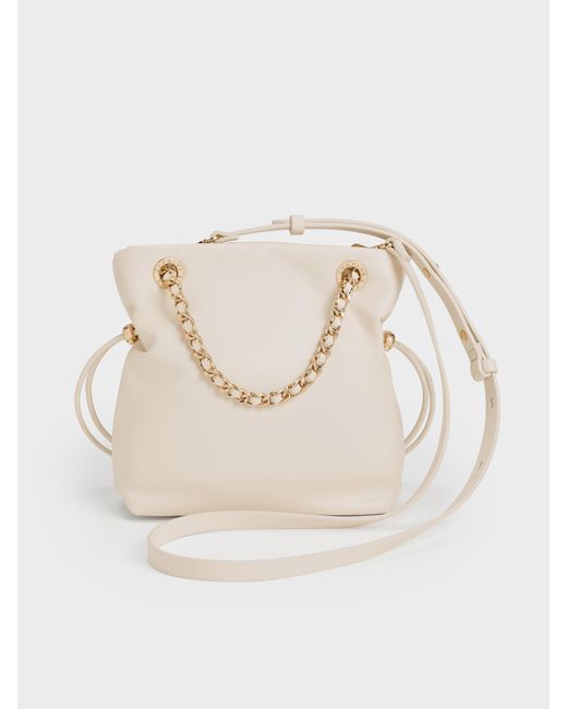 Charles & Keith Natural Sac Bandoulière À Double Poignée Et Lanière Tressée Arya