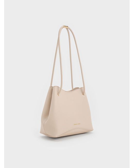 Charles & Keith Natural Sybill Geometric Bucket Bag