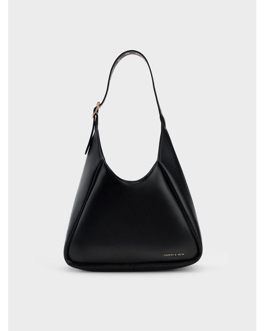 Charles & Keith Black Buzz Hobo Bag