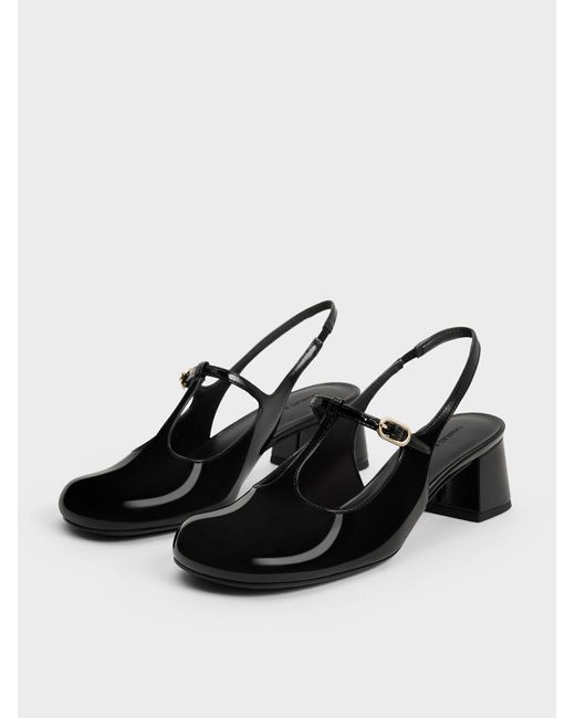 Charles & Keith Black T-bar Slingback Mary Jane Pumps