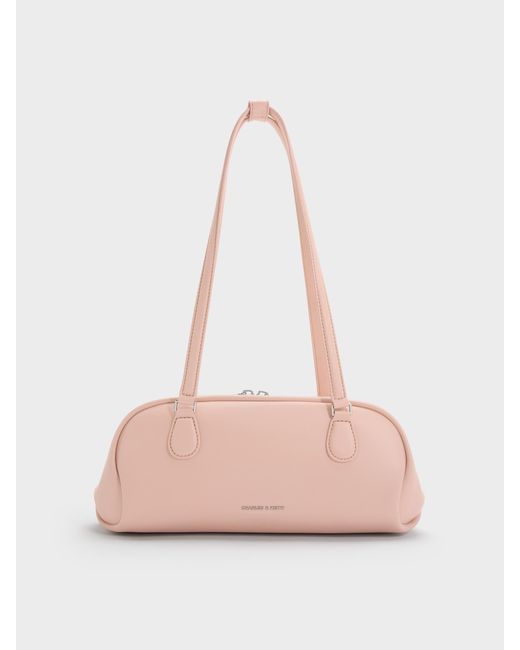 Charles & Keith Pink Nelly Elongated Shoulder Bag