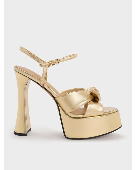 Charles & Keith Natural Jayce Leather Platform Sandals