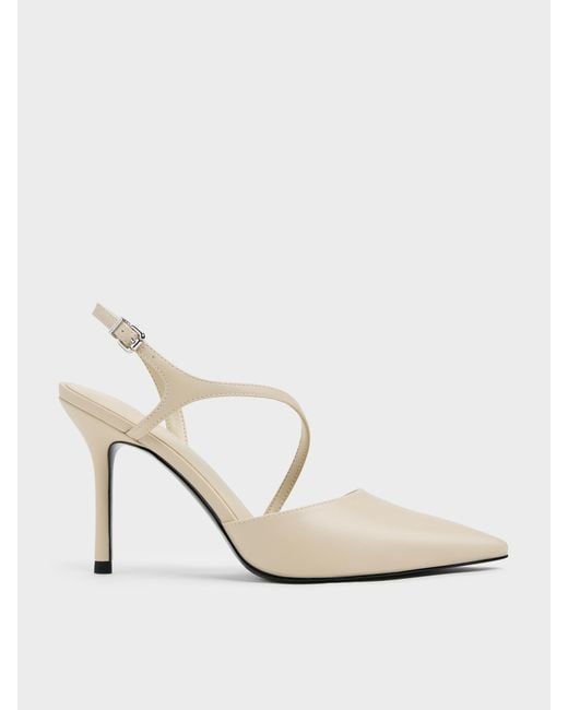 Charles & Keith White Cordelia Pointed Slingback Pumps