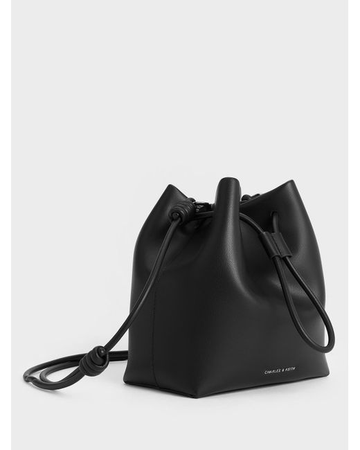 Charles & Keith Black Leia Knotted Bucket Bag