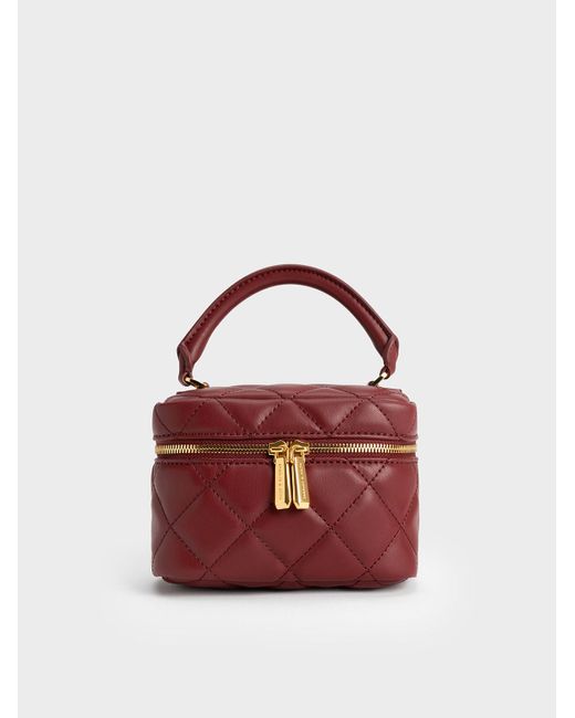Charles & Keith Red Quilted Vanity Pouch