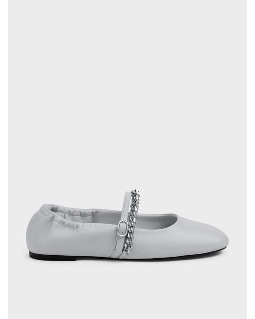 Charles & Keith White Georgie Chain Mary Jane Flats