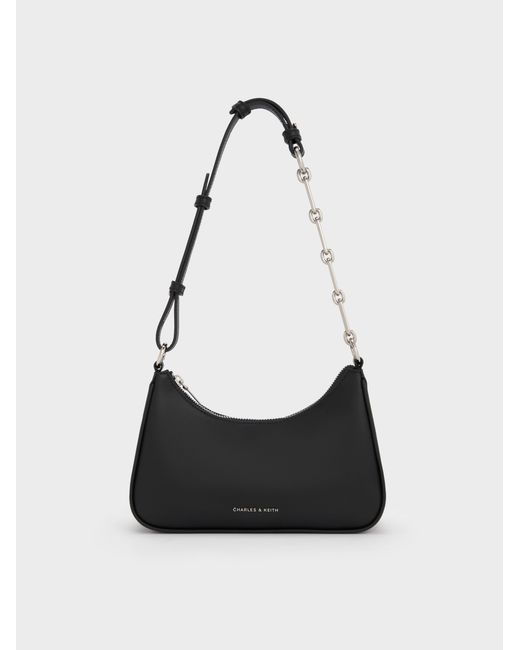 Charles & Keith White Lane Chain-Strap Shoulder Bag
