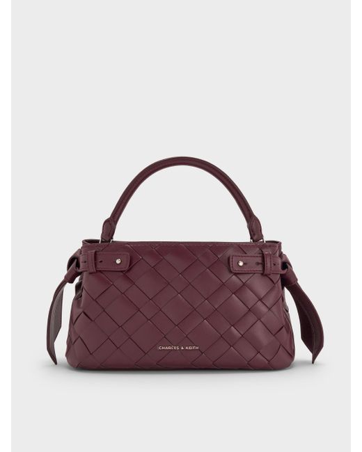 Charles & Keith Purple Ivette Woven Top Handle Bag