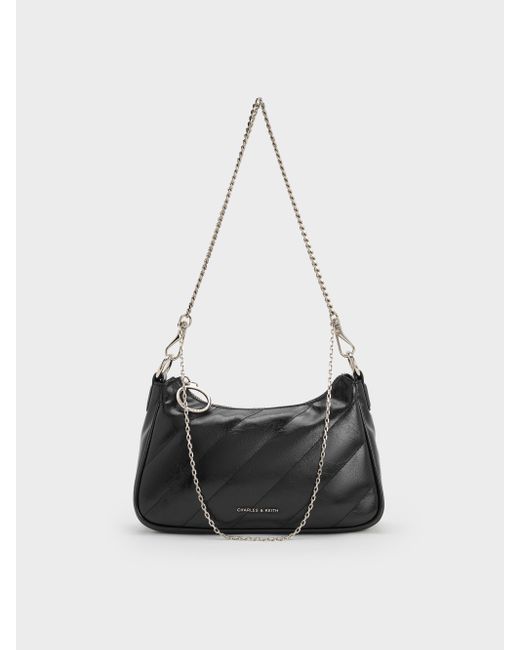 Charles & Keith White Philomena Double-Chain Crossbody Bag