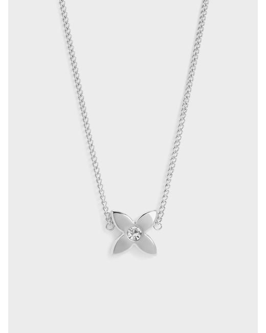 Charles & Keith White Felicity Flower-motif Crystal Necklace