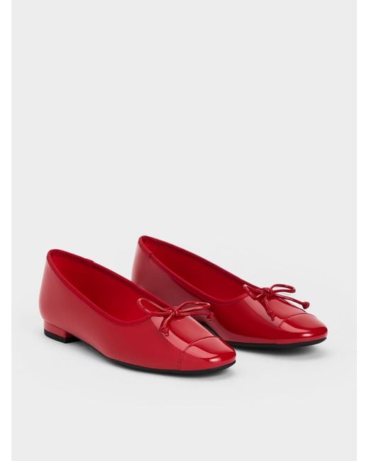 Charles & Keith Red Bow Ballet Flats