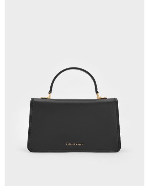 Charles & Keith Black Arlet Belted Top Handle Bag