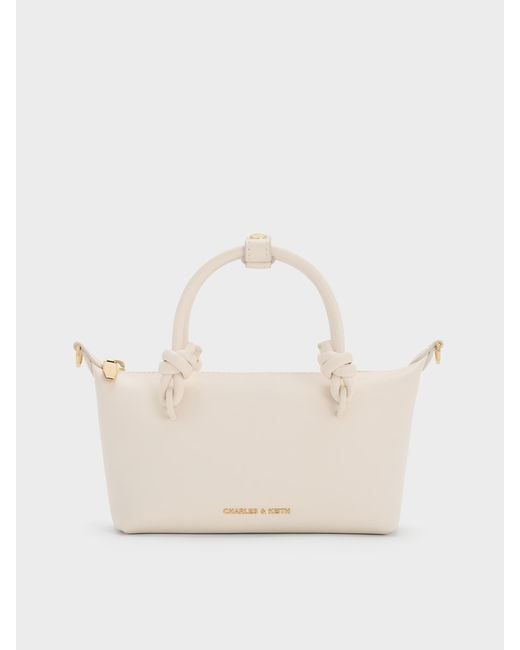 Charles & Keith Natural Sammie Knotted-Handle Tote Bag