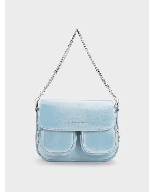 Charles & Keith Letitia Front Flap Crossbody Bag in Blue | Lyst