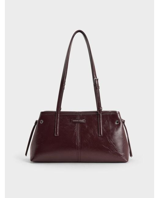 Charles & Keith Purple Noane Elongated-Handle Shoulder Bag