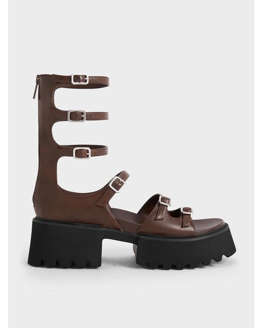 Charles & Keith Brown Lyric Gladiator Platform Sandals