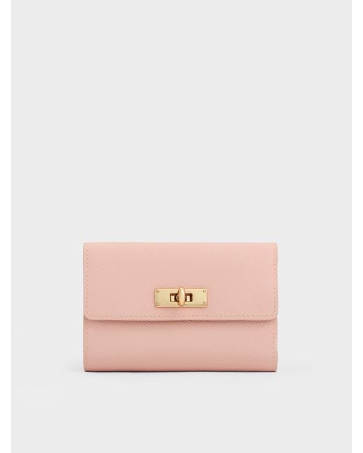 Charles & Keith Pink Tricha Turn-lock Wallet