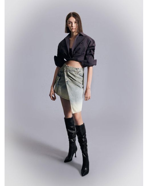 Charles & Keith Black Aster Ruched Knee-high Boots