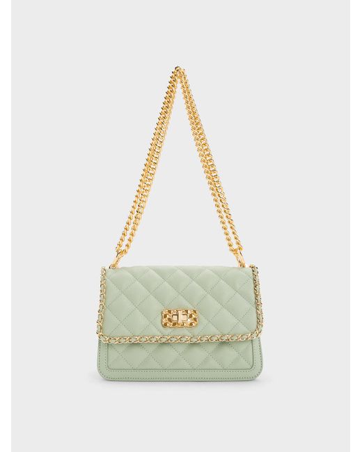 Charles & Keith Micaela Quilted Braided Chain Bag in Green Lyst