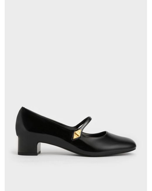 Charles & Keith Black Metallic Accent Mary Jane Pumps