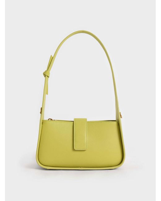 Charles & Keith Leather Chainlink Bag in Yellow Lyst