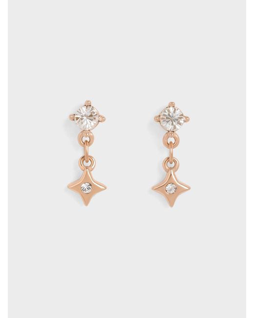 Charles & Keith White Everest Crystal Star Drop Earrings