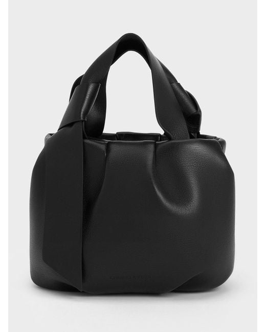 Charles & Keith Black Toni Knotted Ruched Bag