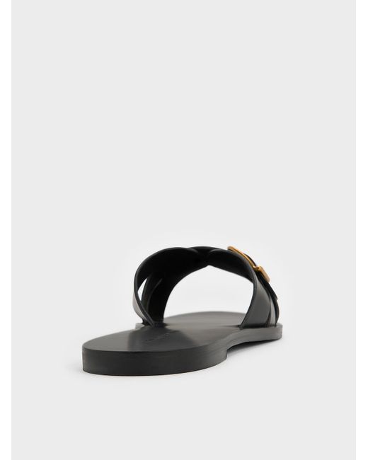 Charles & Keith White Belted Slide Sandals