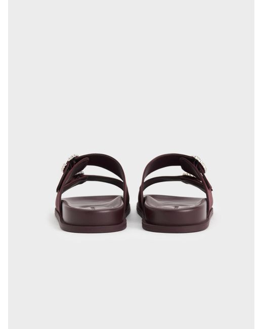 Charles & Keith White Recycled Polyester Embellished Buckle Sandals