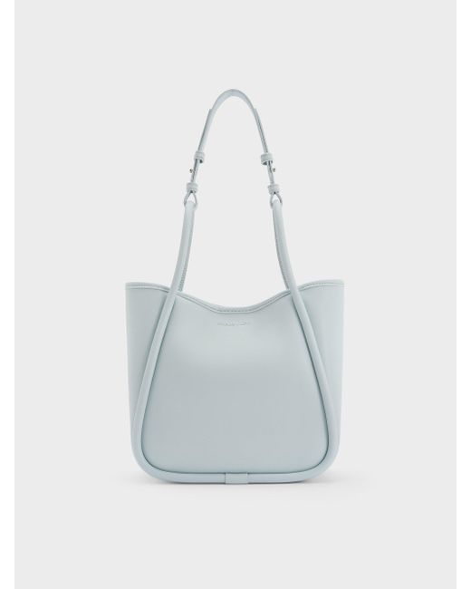 Charles & Keith Blue Mini Lyla Tubular Tote Bag
