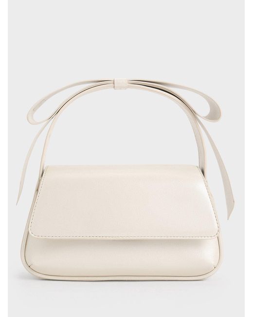 Charles & Keith Natural Leather Bow Top-handle Bag