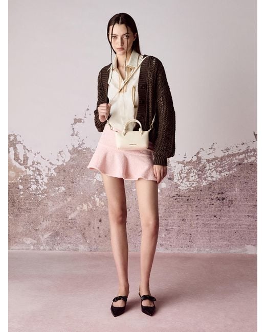 Charles & Keith Natural Sammie Knotted-Handle Tote Bag