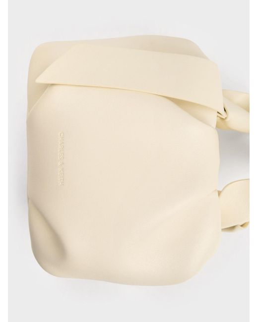 Charles & Keith Natural Toni Knotted Ruched Bag