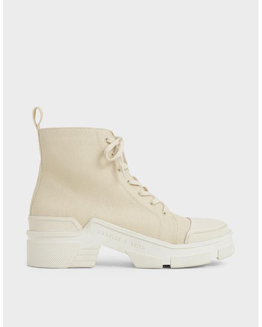 Charles & Keith Canvas High Top Sneakers in Chalk (Natural) - Lyst