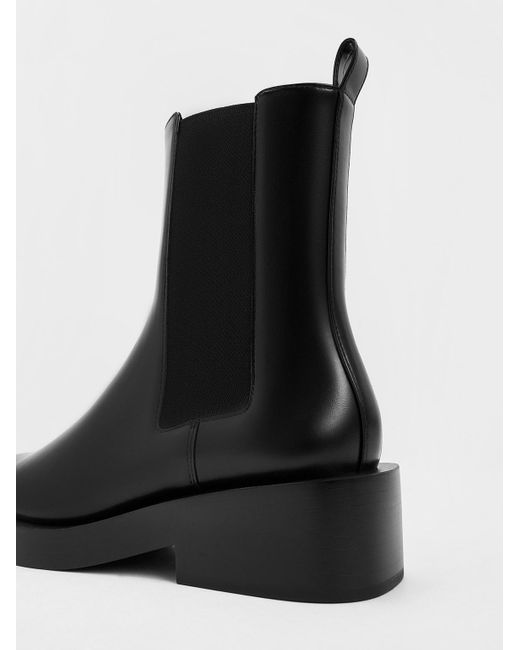 Charles & Keith Black Pull-tab Chelsea Boots