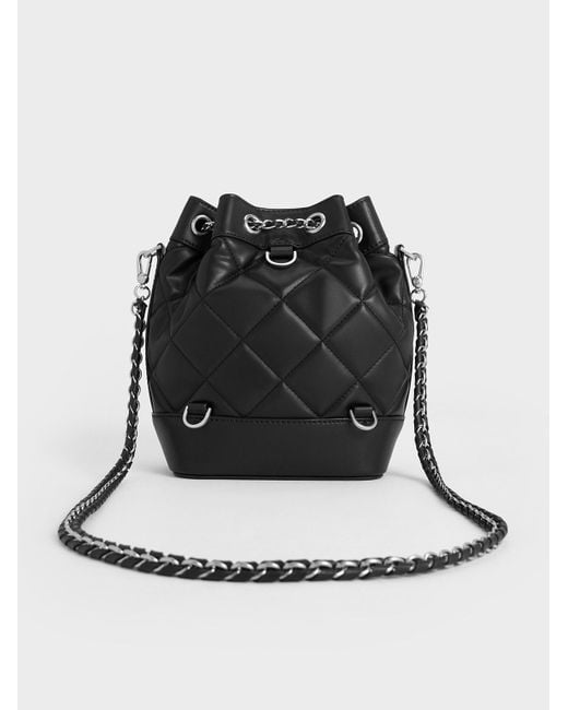 Charles & Keith Julia Quilted Two-way Bucket Bag in Black | Lyst