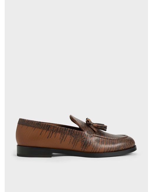 Charles & Keith Brown Bow Tassel Loafers