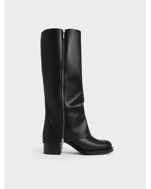 Charles & Keith Black Louise Side-zip Knee-high Boots