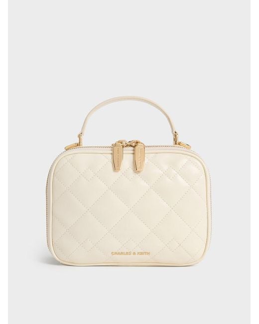 Charles & Keith Natural Duo Quilted Vanity Bag