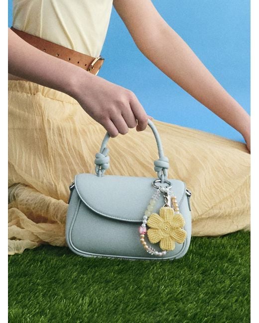 Charles & Keith Gray Sammie Knotted-Handle Front-Flap Bag